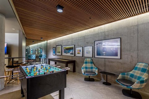 Portland OR Apartments - Yard - Clubhouse with Foosball Table & Extra Seating